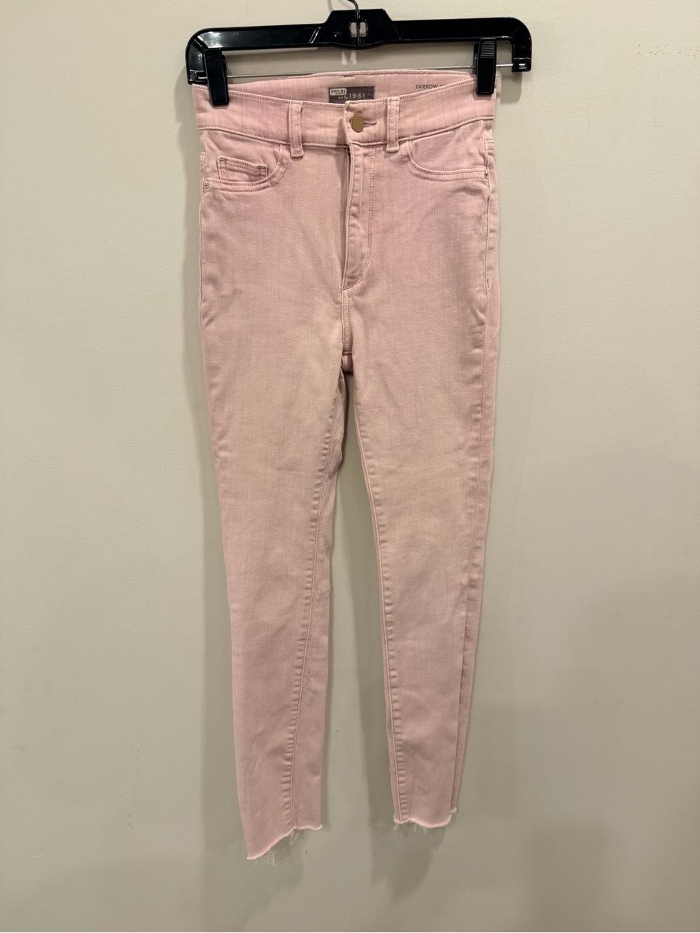 DL1961 Pale Pink High-Rise Skinny Ankle Jeans